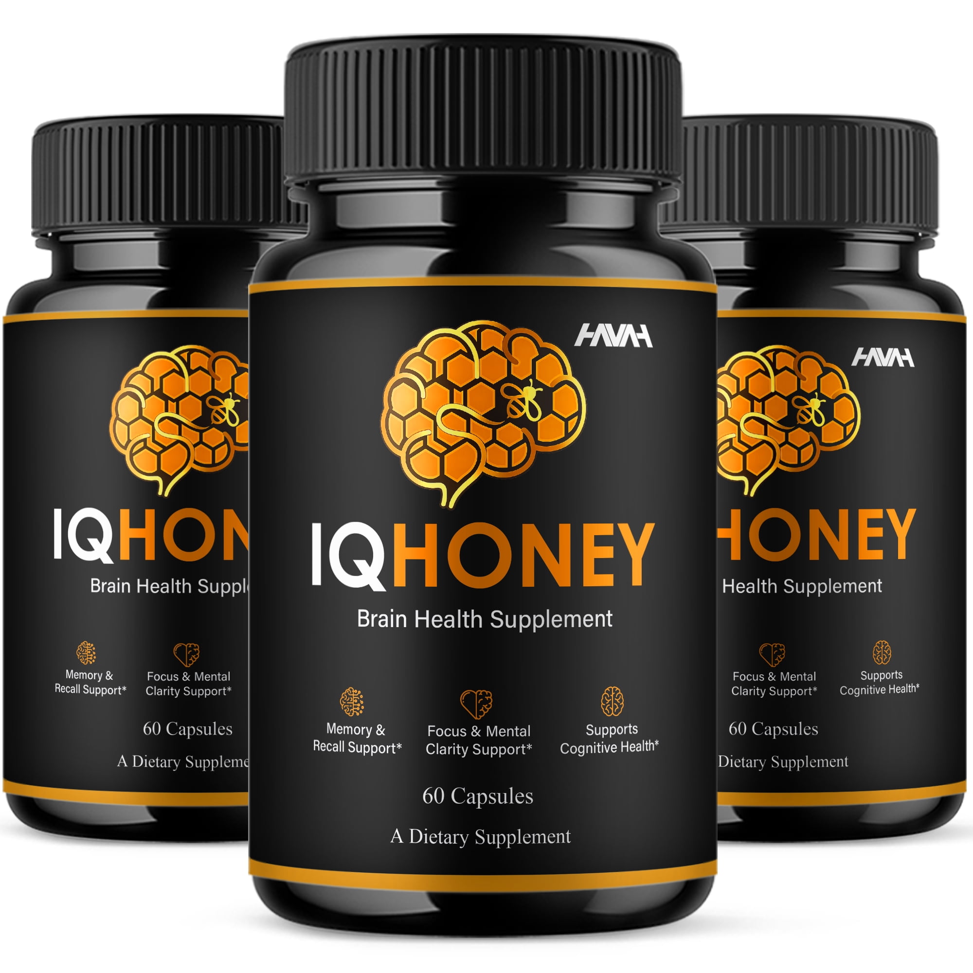 (3 Pack) IQHoney Brain Health Formula , IQ Honey Capsules (180 Capsules)