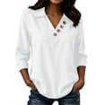 thumbnail image 2 of Asxite Womens Fall Tops Solid Casual Lapel Collar Button Down Long Sleeve Shirts, 2 of 6