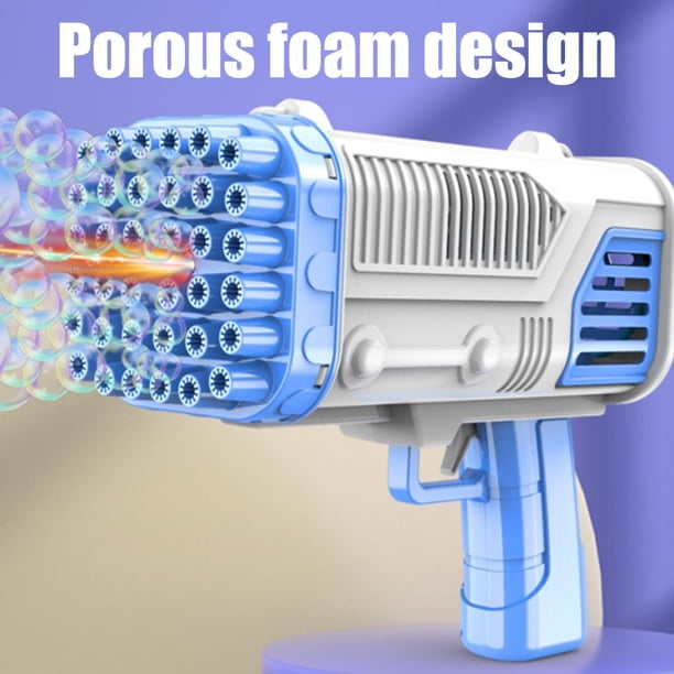 Soplador de burbujas 36 agujeros juguete eléctrico de disparo de burbujas con luces ventilador portátil máquina automática de burbujas juguete de verano al aire libre regalo para niños