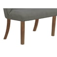 thumbnail image 3 of Large Gray Linen Dining Bench with Tufted Seats and Walnut Wood Base, 3 of 4