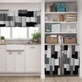 thumbnail image 5 of Kitchen Curtains and Valances Set 3 Piece Curtains 36 Inch Length Black Grey Geometric Modern Abstract Art Window Treatment Tiers for Bathroom, Abstract Small Cafe Curtains for Living Room, 5 of 5