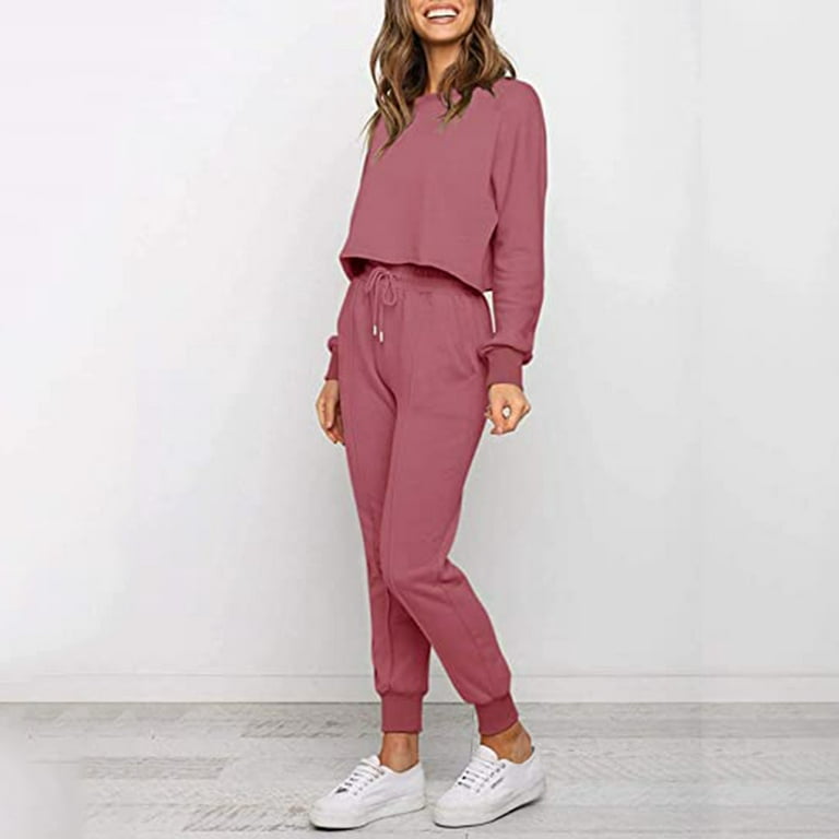 ZIZOCWA Classy Outfits for Women Cute Outfits for Women Party Women'S Two  Piece Set Of Gradient Solid Color O Neck Long Sleeve Csual Tops And Long  Pants Sports Set Petite Suit Pants