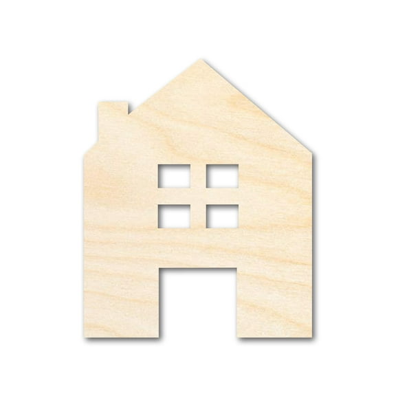 Unfinished Wood House Silhouette Shape - Craft - up to 46" 7" / 1/8"