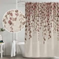 thumbnail image 4 of Polyester Fabric Brown Eucalyptus Leaves Shower Curtain, Spring Leaves Plants Country Beige Waterproof Bathtub Curtain Bathroom Decor Set with Hooks 72 x 72 Inches, 4 of 6