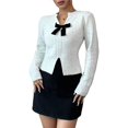 thumbnail image 3 of Suéter de Mujer con Cuello en V, Larga y Lunares, con Detalles de Lazo Ideal para Uso Casual y Elegante en Exteriores L, 3 of 8