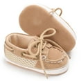 thumbnail image 2 of URMAGIC Toddler Baby Girls Boys Leather Soft Sole Crib Shoes Lace-up Flat Boat Shoe, 2 of 7