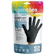 ZenToes Moisturizing Gloves with Gel - Dry Hands Treatment - 1 Pair (Cotton Black)