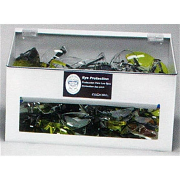 RackEm Racks 5148-W 70-Pair Safety Glasses Dispenser with lid - White Heavy- Duty Plastic