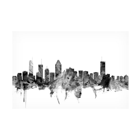 Trademark Fine Art Michael Tompsett Montreal Canada Skyline B&W Canvas Wall Art - 22x32