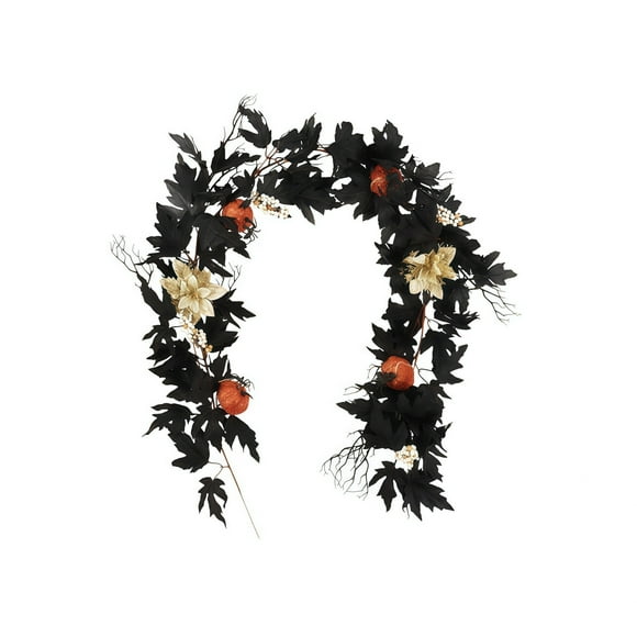 Hearth & Gear Thanksgiving Wreath Thanksgiving Black Maple Leaf Wreath Autumn Leaf Vine Fall Home Winter Floral Flowers for Wedding Vase with Flowers Roses Flowers Bulk 100 Floral Realistic Flowers