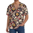 thumbnail image 7 of Lsque rock Skull record artist print Men's Cuban Collar Short Sleeve Shirt Summer Beachwear Casual Button Down Fashionable Vacation Leisure Shirt-4X-Large, 7 of 7