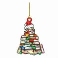 thumbnail image 1 of Christmas Tree Decorations Christmas Tree Shape Stacked Book Funny Book Acrylic Hanging Decorations Stacked Books Decor, 1 of 6