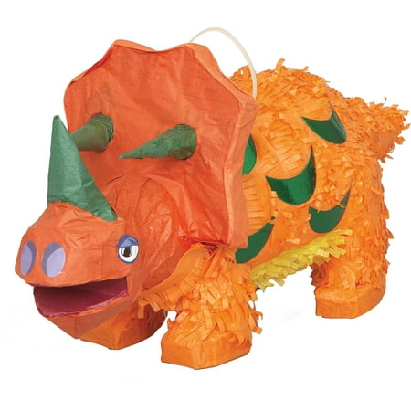 Triceratops Dinosaur Pinata, Orange, 20in x 9in