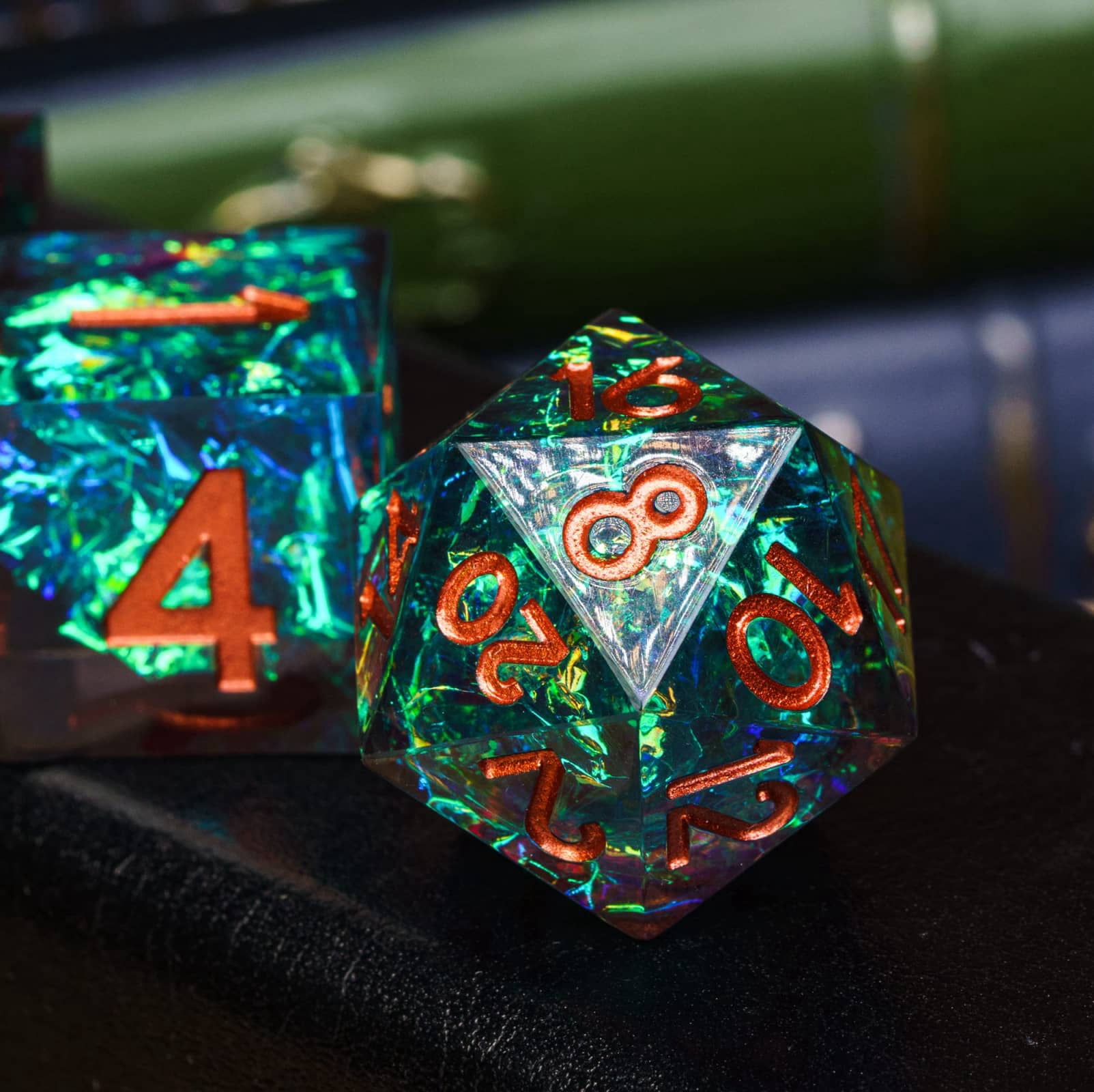 Cusdie 7-Die Sharp Edges DND Dice, Handcrafted Polyhedral Dice Set, for Role Playing Game Dungeons and Dragons D&D Dice MTG Pathfinder