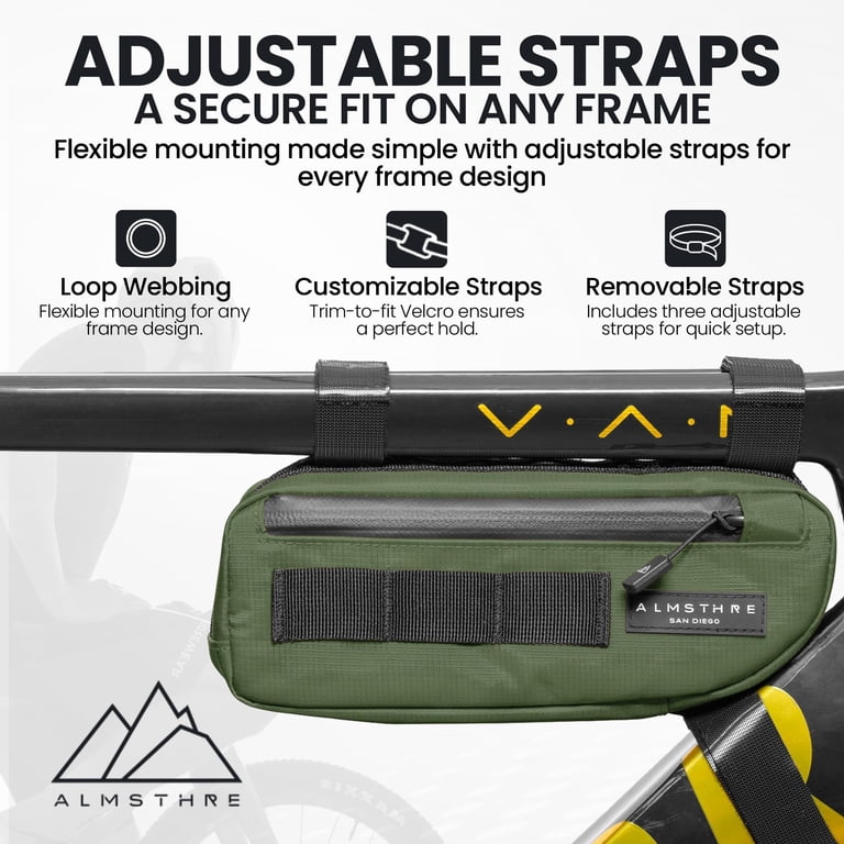 ALMSTHRE Compact Bike Frame Bag, Weather-Resistant, Hunter Green ...