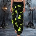 thumbnail image 2 of CAUYDY Joggers Pants for Women Halloween Sweatpants for Women Trendy Ghost Funny Print Drawstring Waist Wide Leg Pants(L101-Green,L), 2 of 5
