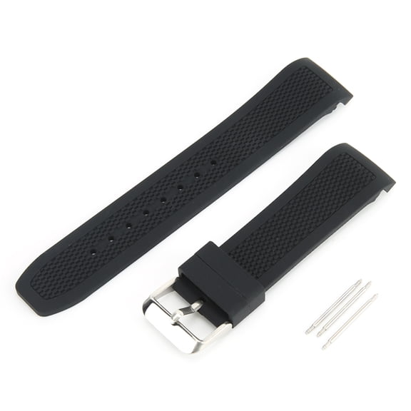 Xirurus 24mm Watch Band Silicone Pin Buckle Waterproof Sweat Proof Watch Strap, Replacement Wristwatch Accessories with 3 Spring Bars, 24 millimeters / 0.94 inches, Black[cite: 1]