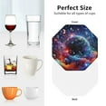 thumbnail image 6 of Honeii Outer Space Floating Numbers And Letters print Leather Coaster Set of 4, ideal for safeguarding your furniture from drinks spills and effortless cleanup-Octagon, 6 of 6