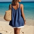 thumbnail image 5 of Admvng Women's Denim Tank Top Deep V Neck Flowy Pleated Sleeveless Summer VacationCamisole Blouse, 5 of 8