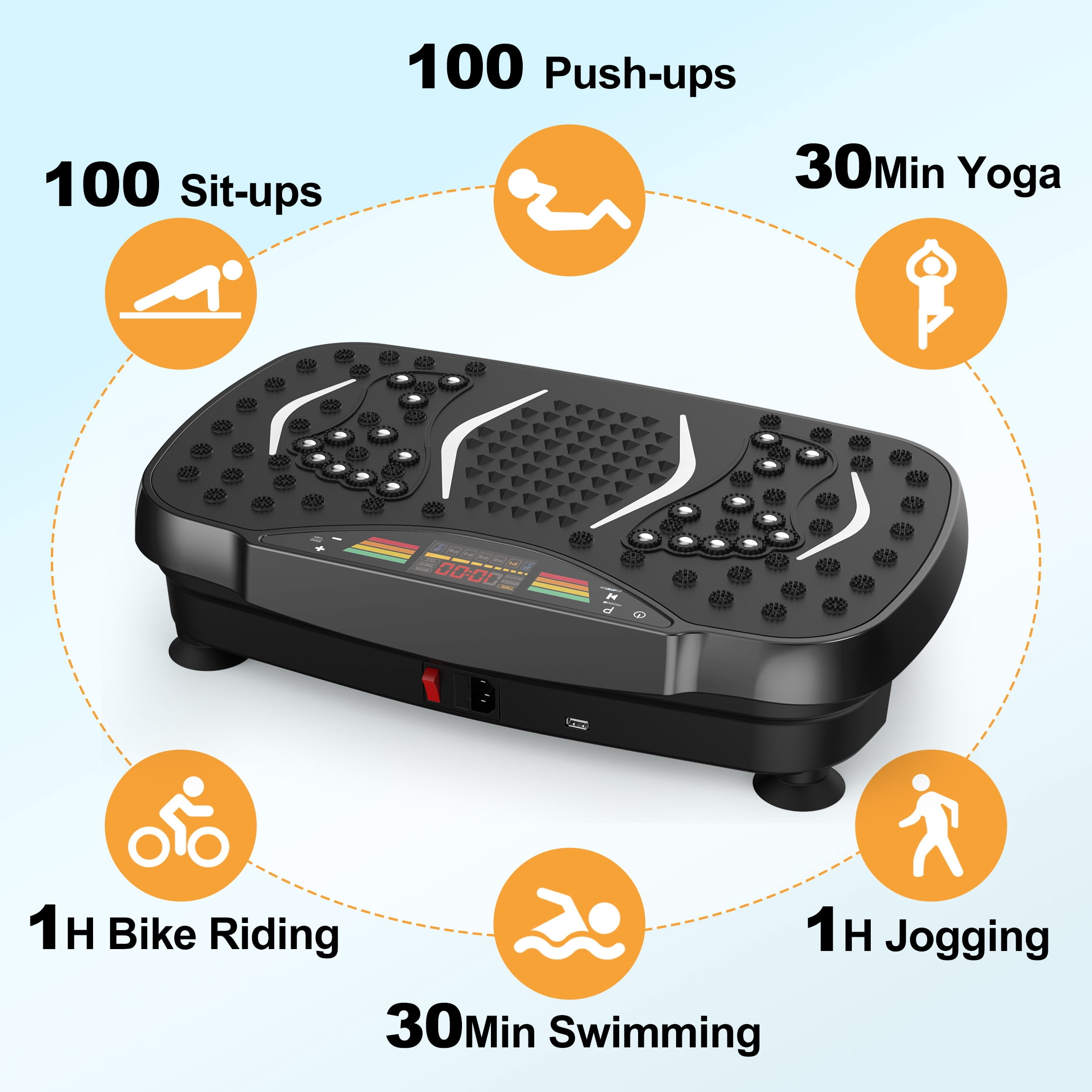 Hlthair Vibration Plate Exercise Machine for Lymphatic Drainage Machine Full Body Workout Vibration Fitness Platform with Bluetooth and Lights