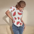 thumbnail image 5 of Daiia Hand Drawn Watermelon print Women's Crew Neck Short Sleeve Bodysuit Fashion Tops Fit Casual Basic Extender Bodysuit-Large, 5 of 9