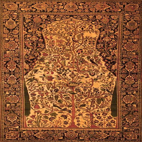 Ahgly Company Indoor Square Persian Orange Traditional Area Rugs, 5' Square