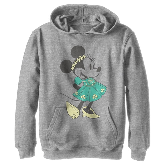 Boy's Mickey & Friends Flower Girl Minnie Pull Over Hoodie Athletic Heather Small