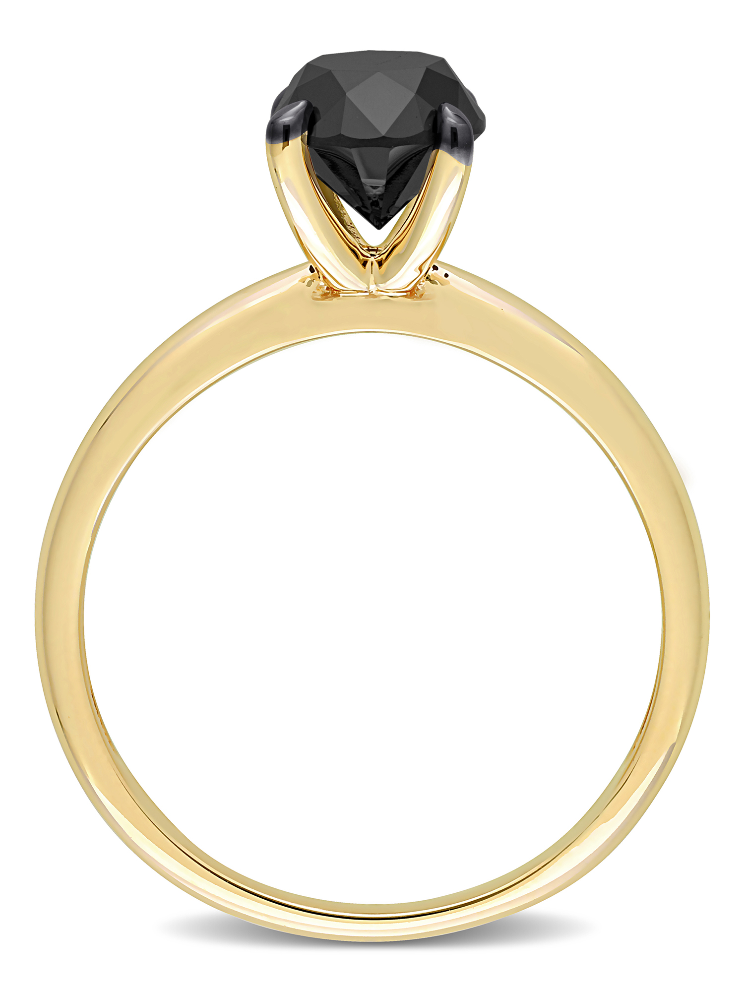 Miabella Women's 1-1/2 Carat T.W. Black Diamond 10kt Yellow Gold Solitaire Engagement Ring