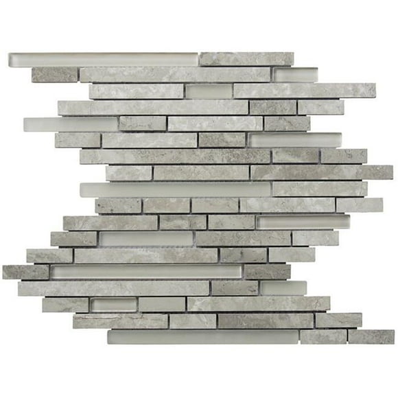 Intrend Tile NS021-E Mélange de Verre Linéaire Éternité Calcaire - Gris