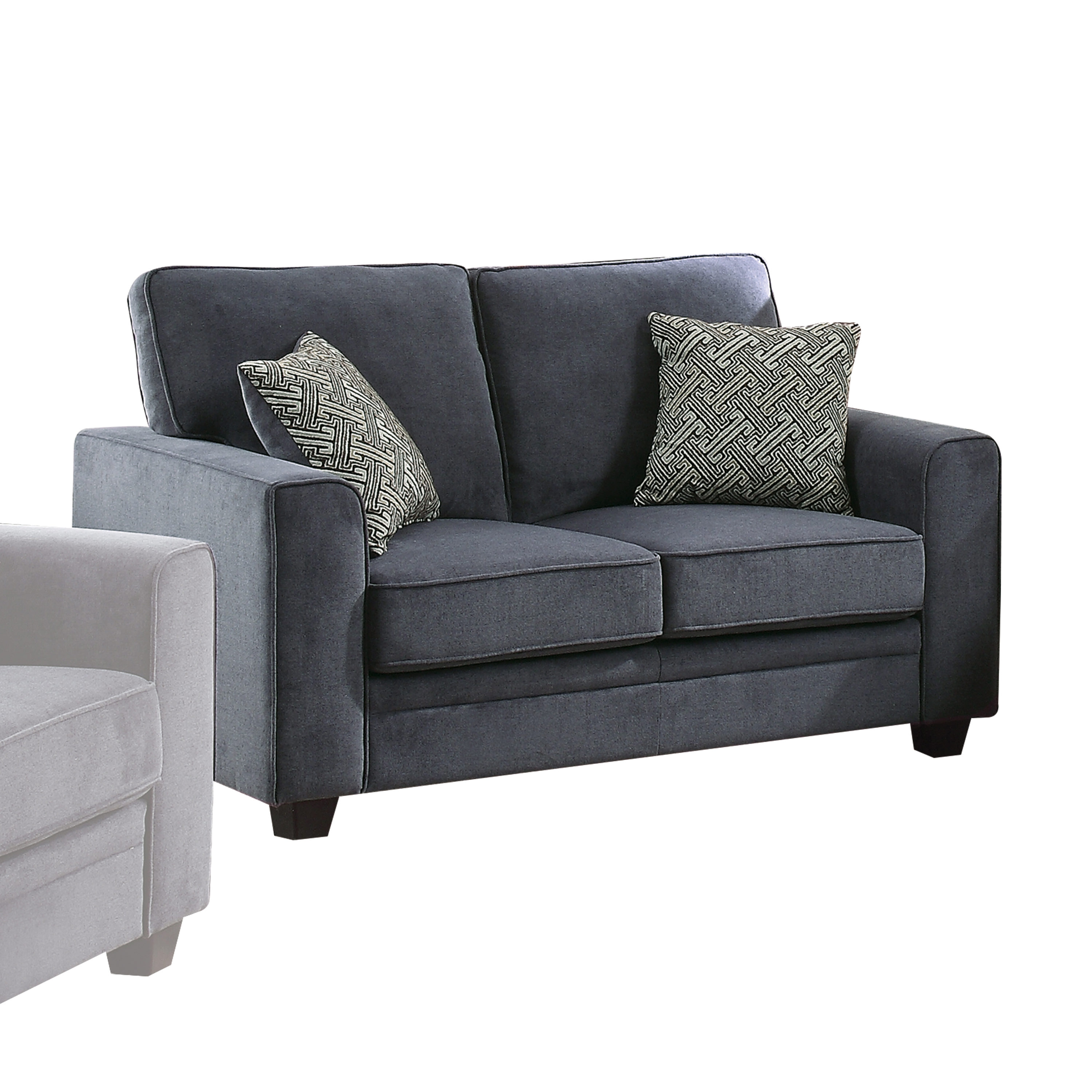 Acme Catherine Blue Fabric Stationary Loveseat Sleeper With 2