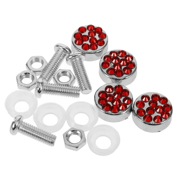 RENACLIPY Red Car License Plate Screw Set Anti-Theft with Easy Installation Metal 1 Set