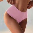 thumbnail image 2 of lnmuld Solid Laser Cut Seamless Mid Rise Women Bikini Briefs Ice Silk Smooth No Show Invisible Breathable Daily Panties Color:Pink,Size:S, 2 of 4