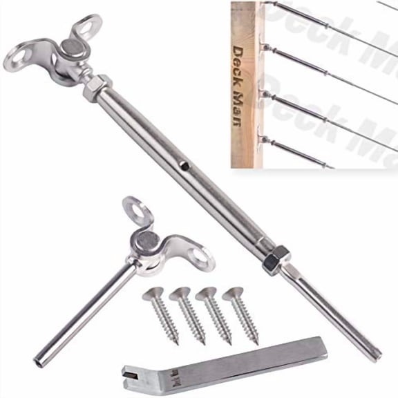 DECK MAN T316-STAINLESS STEEL ADJUSTABLE ANGLE 1/8" CABLE RAILING KIT/HARDWARE