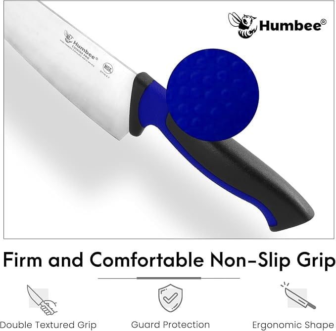 Humbee 8-Inch Chef Knife Razor-Sharp Blade Kitchen Knife with Comfortable Grip Handle, Blue DT-10 Series