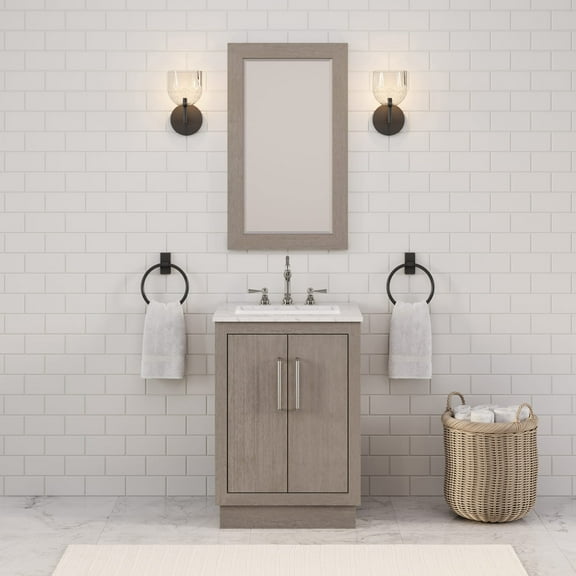 Water Creation 24" Wood Single Bathroom Vanity in Gray Oak and Chrome