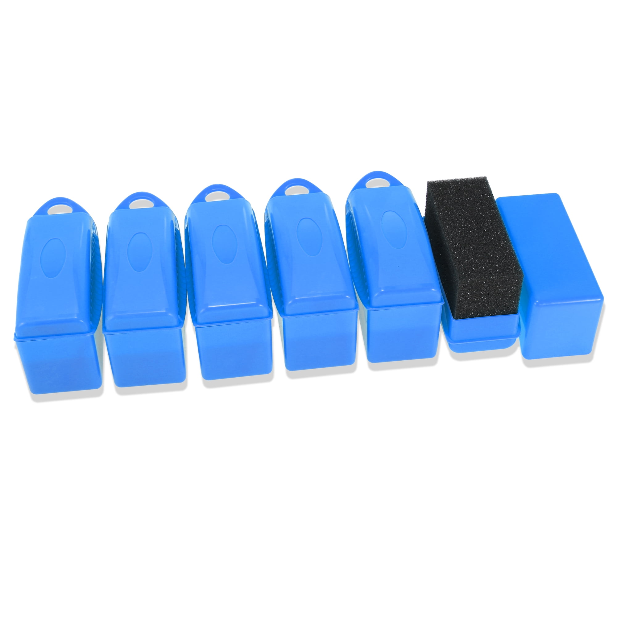 Unique Bargains 6pcs Car Dressing Tire Tyre Wheel Detailing Shine Contour Applicator Pad Sponge Foam Brush Waxing Blue
