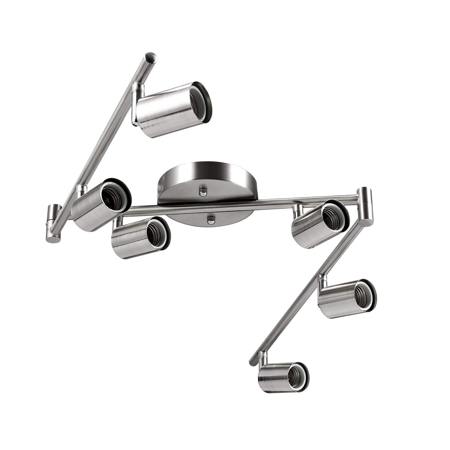 6-Light Adjustable LED Dimmable Track Lighting Kit, Satin Nickel, Flexible Arms, E26 Base