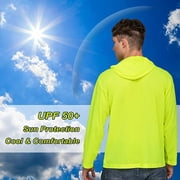 ProtectX 2 Pack High Visibility Sun Protection Lightweight Long Sleeve Hoodie, UPF 50+ Quick-Dry, SPF UV Shirt, Active Wear - Neon Green
