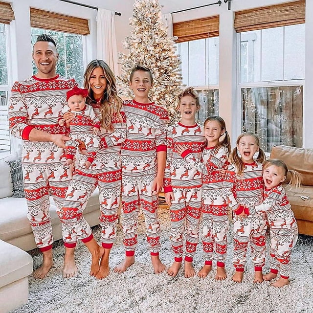 Family Matching Christmas Pajamas Two-piece Set Christmas Pyjamas Xmas Parent-child Pjs Set