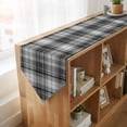 thumbnail image 4 of Gray Black Buffalo Plaid Table Runner Linen Burlap Table Runner 36 Inches Small White Farmhouse Modern Striped Dresser Scarves for Kitchen Island Coffee Dining Room Party Holiday Decor 13"x36", 4 of 8