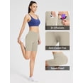 thumbnail image 4 of BALEAF Biker Shorts Women Yoga Gym Workout Spandex Running Volleyball Tummy Control Compression with Pockets 8" Beige L, 4 of 5