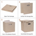 thumbnail image 4 of Contenedores de almacenamiento con tapas, cajas plegables de tela de lino con tapa, caja de almacenamiento plegable para clóset, estantes, hogar, oficina, paquete de, 4 of 4