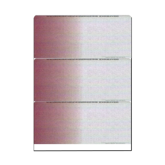 Zapco High-Security Check Paper, Burgundy-Off White Gradient w Multiple Complex Background Pattern, 8-1/2" x 11", Microperfed with 3-Up Checks, 13 Security Features - PACK OF 100 SHEETS