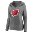 thumbnail image 2 of Men's-Fanatics  Heather Gray Wisconsin Badgers V-Neck Pullover Hoodie, 2 of 3