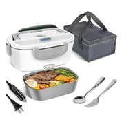 2 in 1 110V 12V Stainless Steel Electric Heating Lunch Box Car Office School Food Warmer Container Heater Lunch Box Set