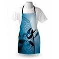 thumbnail image 3 of Underwater Apron A Mermaid Rescues Flight of Dolphins from a Fishing Net Freedom Diver Artwork Print, Unisex Kitchen Bib Apron with Adjustable Neck for Cooking Baking Gardening, Blue, by Ambesonne, 3 of 3