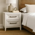thumbnail image 7 of Leva Nightstand, 28 Inch, Distressed White Acacia Wood, 2 Drawers, 7 of 7