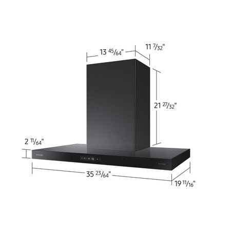 Samsung - 36" BESPOKE Smart Wall Mount Hood - Bespoke Clean Deep Charcoal