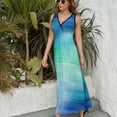 thumbnail image 6 of Green Turquoise Teal Blue Abstract Texture Sleeveless Dress Dresses Women Summer Evening Dresses Ladies Bohemia Long Dresses, 6 of 9