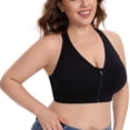 thumbnail image 5 of WAGUTH Plus Size Front Zip Sports Bra for Women Racerback Medium Support Seamless Workout Yoga Bralette,Black,5XL, 5 of 7